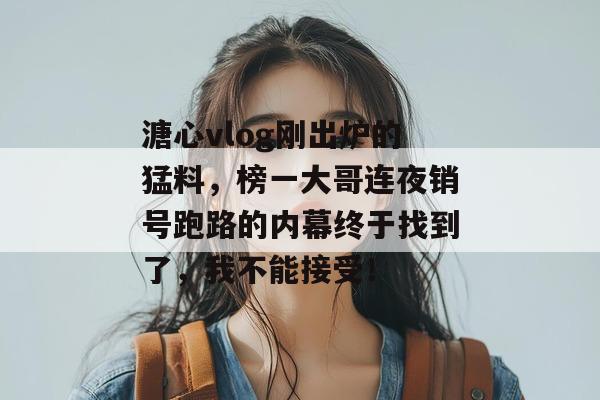 溏心vlog刚出炉的猛料,榜一大哥连夜销号跑路的内幕终于找到了,我不能接受!